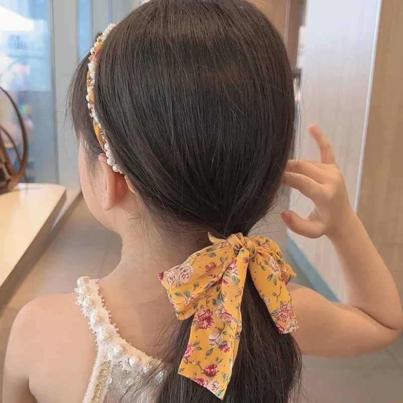 Children Floral Hair Ribbons And Scarves Tie Summer Headband Boho Daily Wear Braided Hair Ribbon Headdress