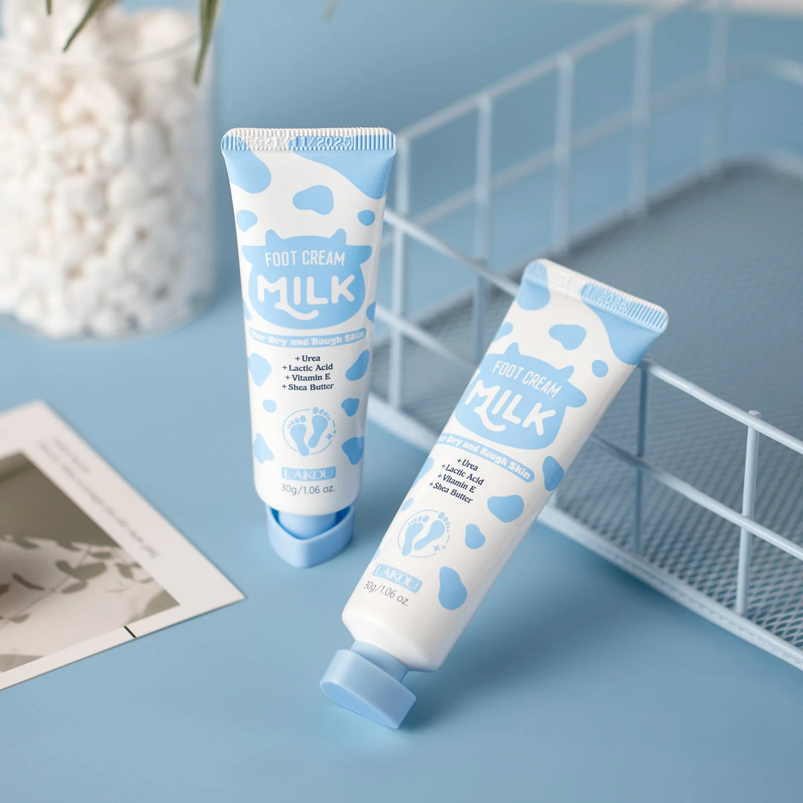 

LAIKOU 30g Milk Foot Cream Moisturizing Hydrating Cracked Feet Repair Dry Skin Care Nourishing Foot Treatment Moisturizing Dry