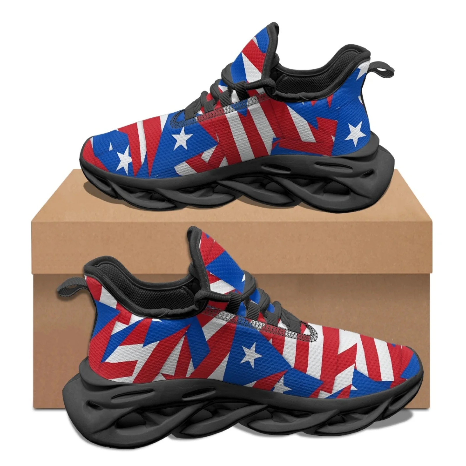 PENSTROLL 4th of July Blade Running Shoes Featuring Star Stripe Mesh and EVA Athletic Shoes for Boys Students Daily Sports Wear