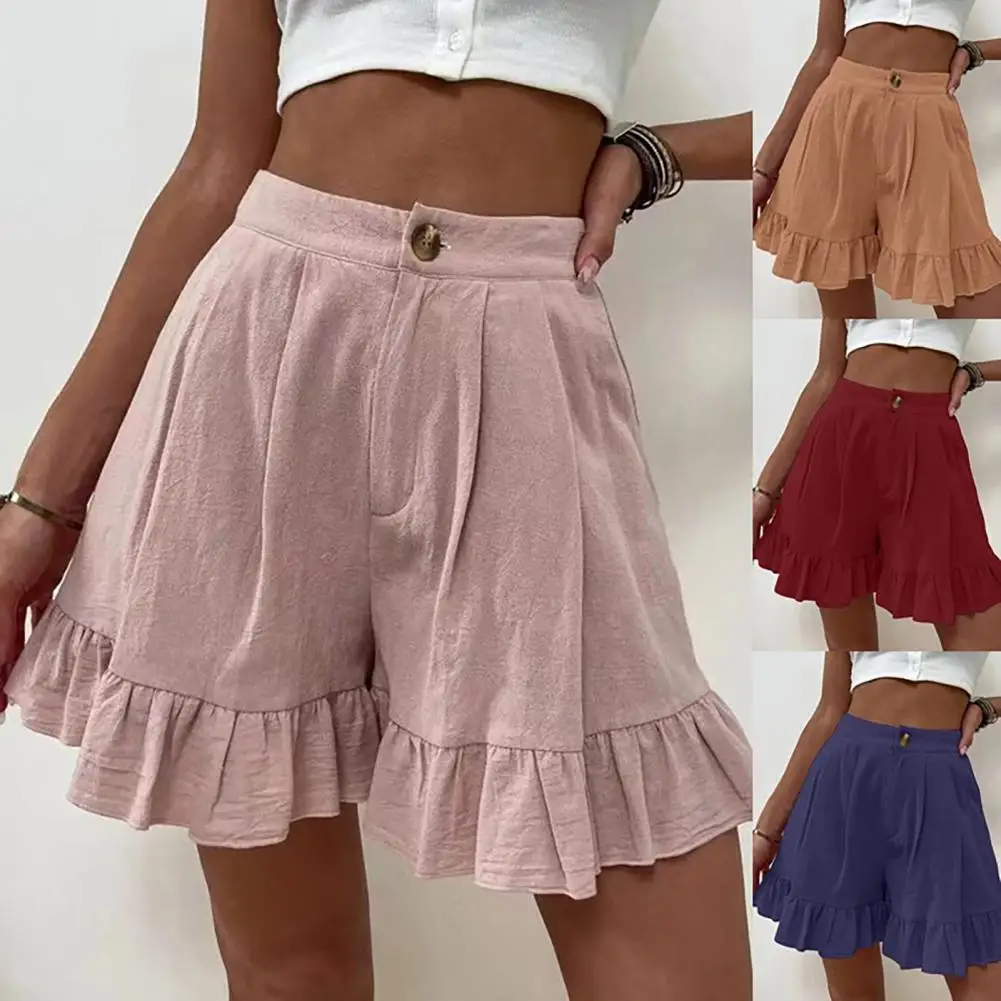 New Fashion High Waist A-line Pleated Shorts Skirts Women Summer Solid Color Wide-leg Shorts Office Lady Casual Shorts