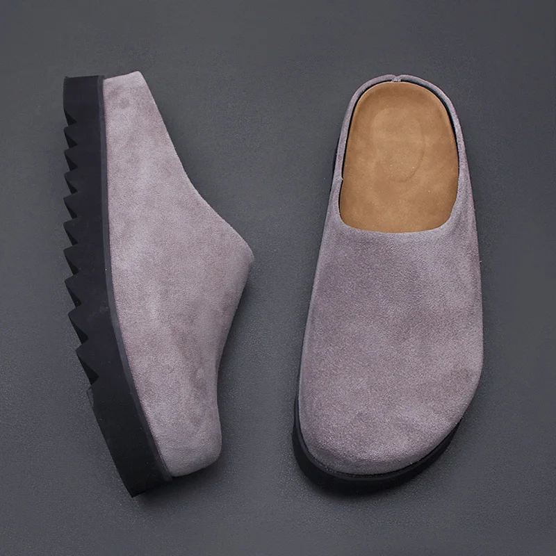 

The 2025 summer new men's slippers genuine cowhide breathable and comfortable with thick-soledbr
