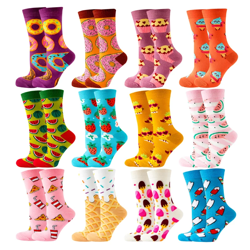 Women's Socks Funny Cute Cartoon Fruit Watermelon Pineapple Strawberry Donut Ice Cream Food Happy Japanese Harajuku  Stockings