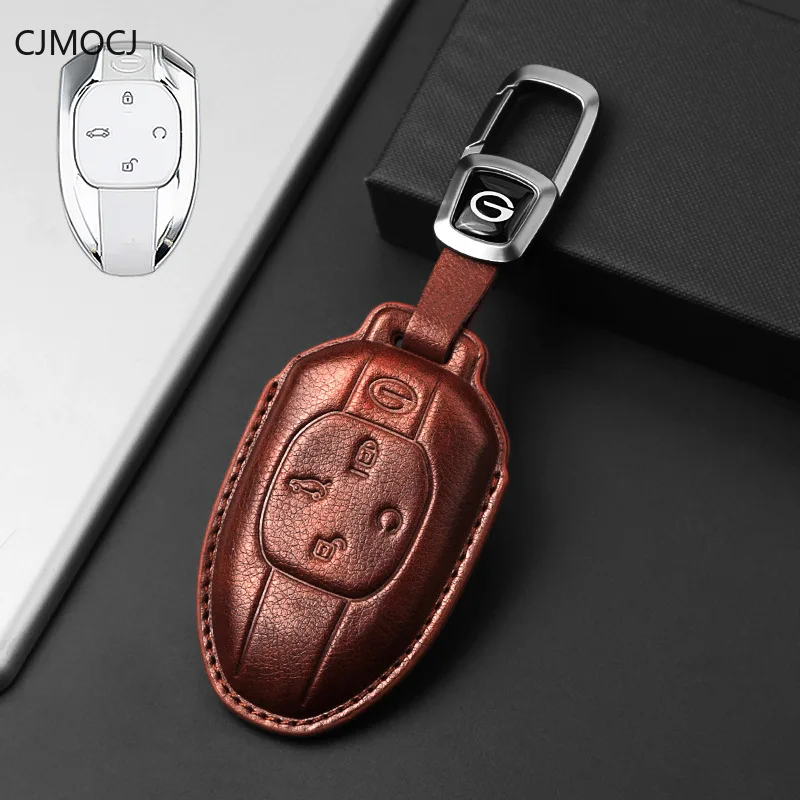 For 2024 GAC Trumpchi M8 Master E9 Key Case Cover, Genuine Leather Protective Car Key Fob Shell，keychain Trumpchi Accessories