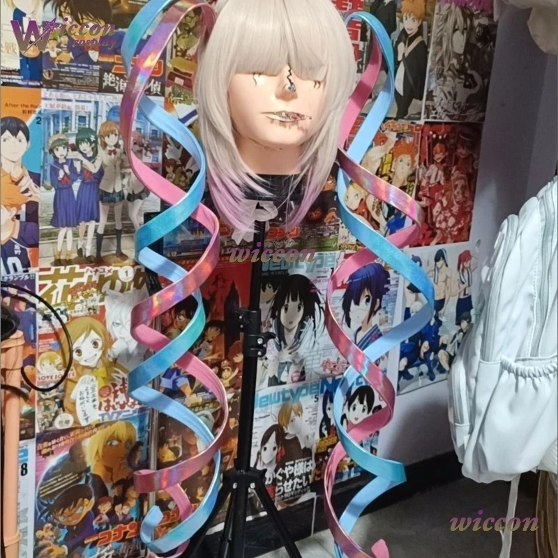 Mag NEEDY GIRL OVERDOSE KAngel Cosplay Handmade Laser Wig Ponytail 1.2m 1.8m 2m Lolita Halloween COS Laser Color Ribbon Wig view 5