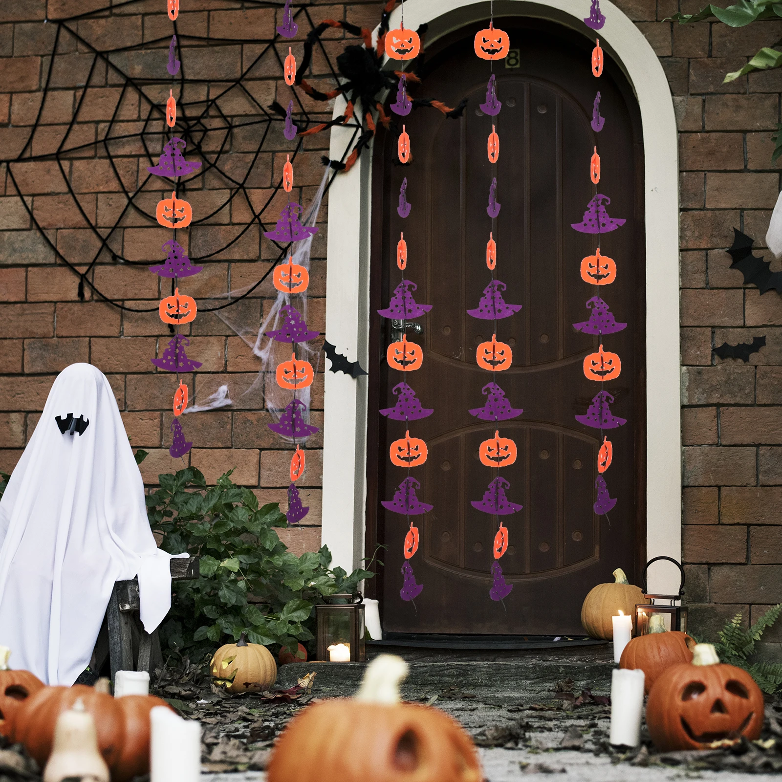 

6Pcs Halloween Decoration Pumpkin Ghost Hanging Strings Nonwoven Fabric Porch Yard Indoor Party Decor Pumpkin Garland