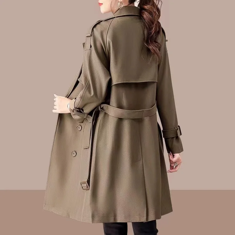 

Korean Autumn Woman Trench Coat 2024 New Fashion Casual Loose Double Breasted Buckle Overcoat Windbreaker Women Outerwea 4XL