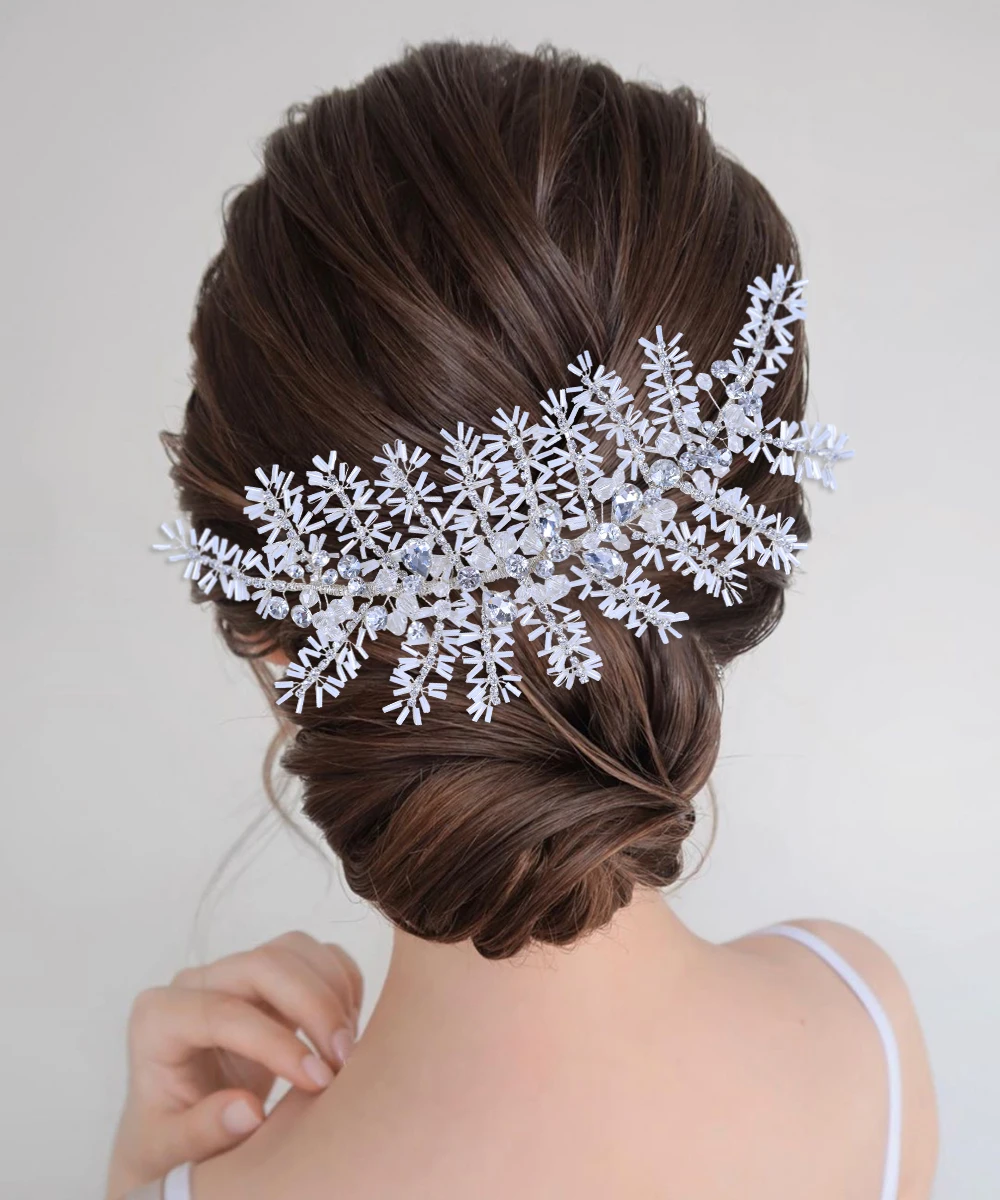 Handmade Cô Dâu Đầu Vũ Hội Tiara Cưới Phụ Kiện Tóc Cài Tóc Cô Dâu Đồ Trang Trí Nữ Pha Lê Trong Suốt Mũ Trùm Đầu