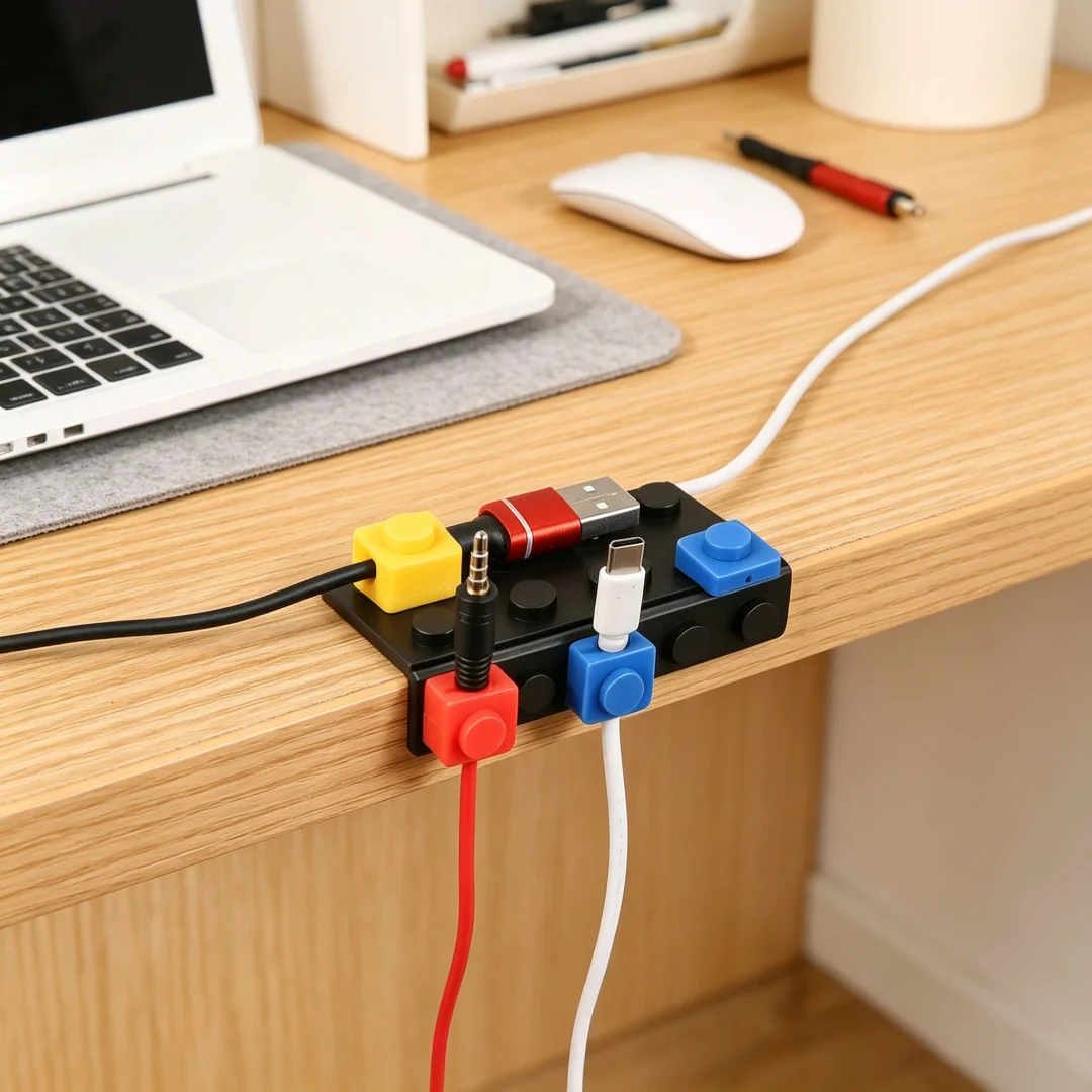 Building Block Cable Organizer Desktop Cable Tidy Phone Data Cable Storage Organizer Charging Fixer Clip Wire Routing