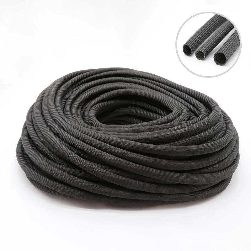 1/5M ID1mm~40 mm Braided Fiberglass Sleeve 600 Deg.C High Temperature Chemical Glass Fiber Tube Fiberglass Sleeving Black White