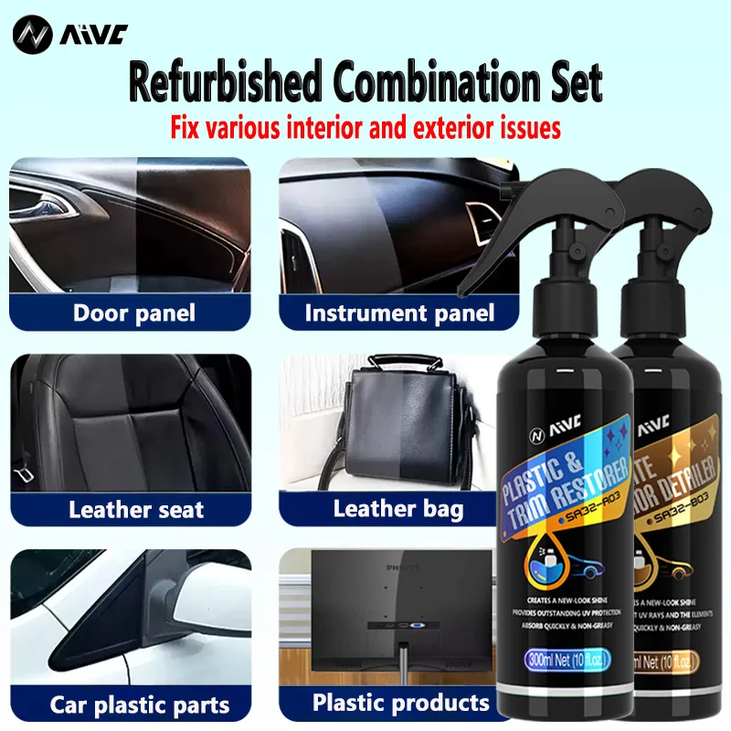 

Plastic Leather Restore Kit Car Plastic Leather Restore Agent Coating Agent Rubber Restore Cleaning Restoring Gloss Car Detail