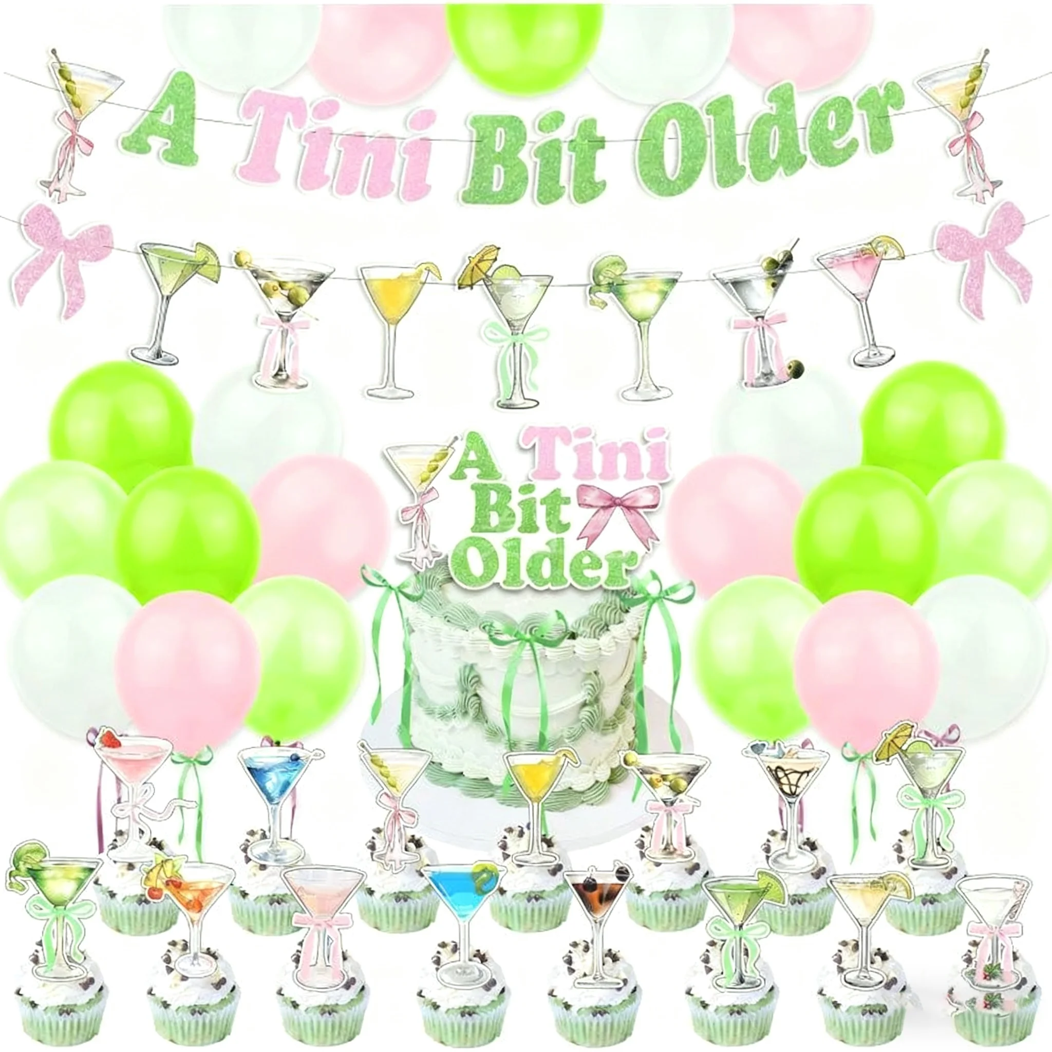 

Набор украшений для вечеринки Мартини, классический коктейльный баннер на день рождения, гирлянда, флаг для торта для тематической вечеринки Мартини