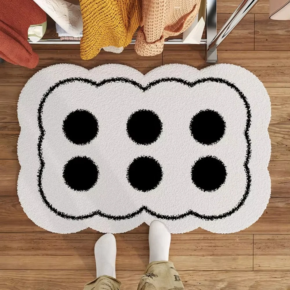Alfombra de suelo irregular con forma de gato negro de dibujos animados, alfombra de felpa y franela para dormitorio, sala de estar, alfombra para la mesita de noche, resistente a la suciedad, decoración del hogar.