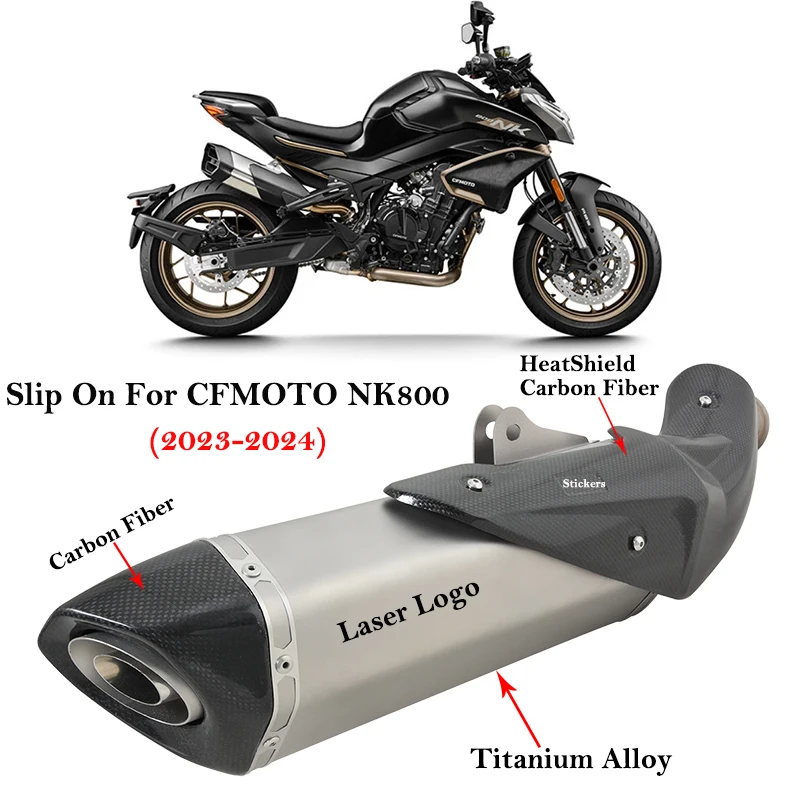 

For CFMOTO NK800 2023 2024 Motorcycle Exhaust Escape Silencer Systems Titanium Alloy Modified Link Carbon Pipe Muffler DB Killer