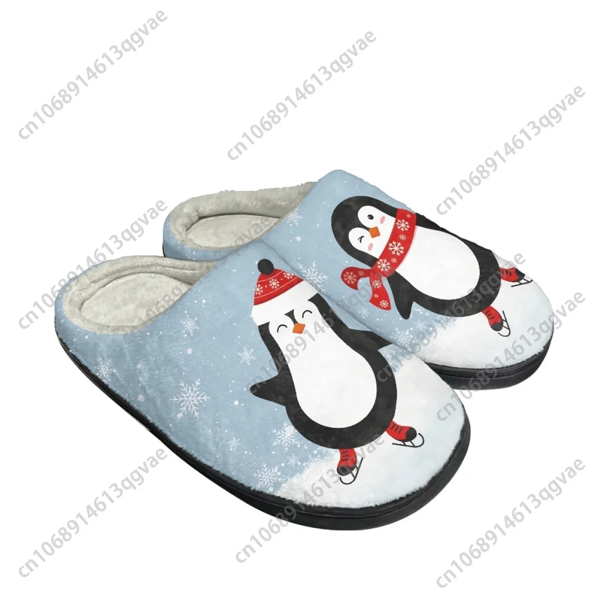 Christmas Cute Animal Theme Pictures Scarf HOHO Home Cotton Slippers Mens Womens Teenager Plush Bedroom Keep Warm Custom Slipper image 2
