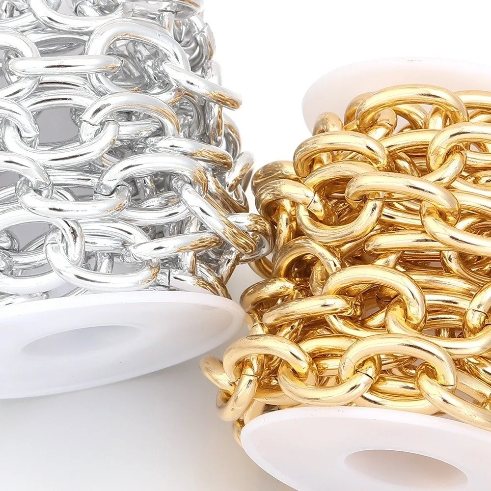 2 Yards Length Aluminum Chain Silver/Gold Metal Link Structure Twisted Chain Gold Color Silver Color Jewelry Chain