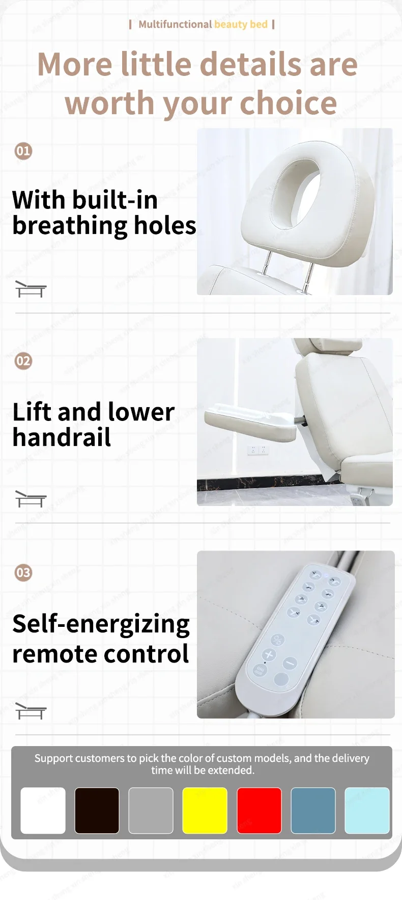 XinSheng Elektrisches Schönheitspflegebett Gesichtshydrotherapiestuhl Haartransplantationsstühle Medizinische Betten Massagetisch SPA-Möbel – Detail 12