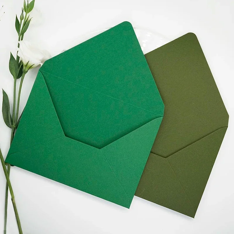 봉투 녹색 10 개/몫 두꺼운 270g 고급 비즈니스 용품 엽서 19x14cm 결혼식 초대장을위한 봉투 선물 상자
