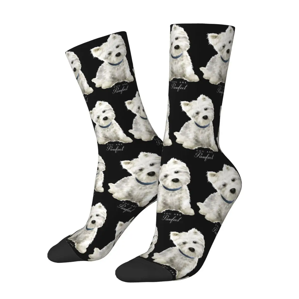 Westie West Highland White Terrier Dog Socks Vintage Stockings Men Warm Soft Cycling Socks Autumn Graphic Anti Skid Socks