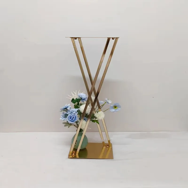 32 Inches Flower Vase Gold Column Stand Metal Road Lead Wedding Table Centerpiece Rack For Event Party Decoration 10 PCS/ LOT