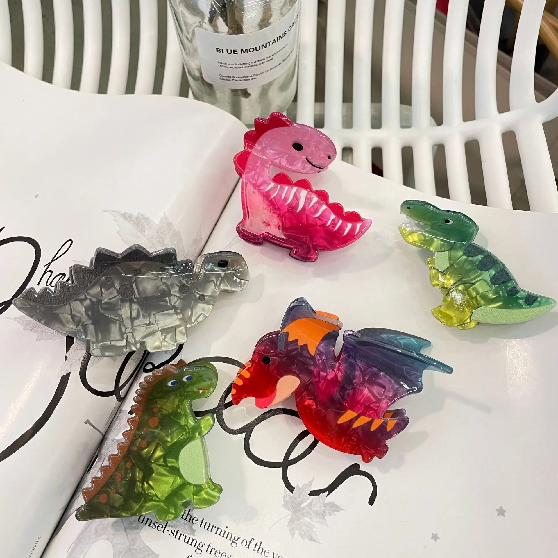 New Design Acrylic Dinosaur Hair Clips Cute Animals Stegosaurus Hair Claws Tyrannosaurus Clip Dopamine Hair Accessories For Girl