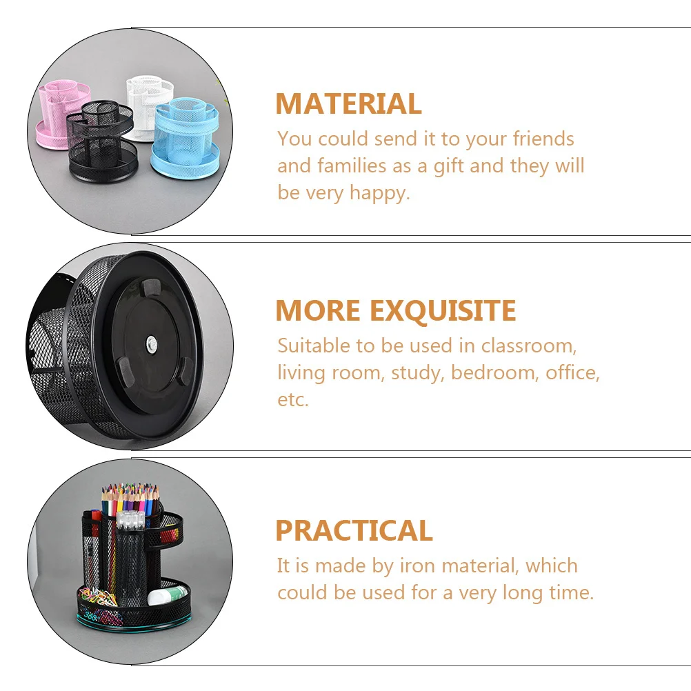 

Long-Lasting Iron 360 Degree Rotating Pen Holder Stationery Organizer for Classroom Bedroom Office Use Pen Organizers