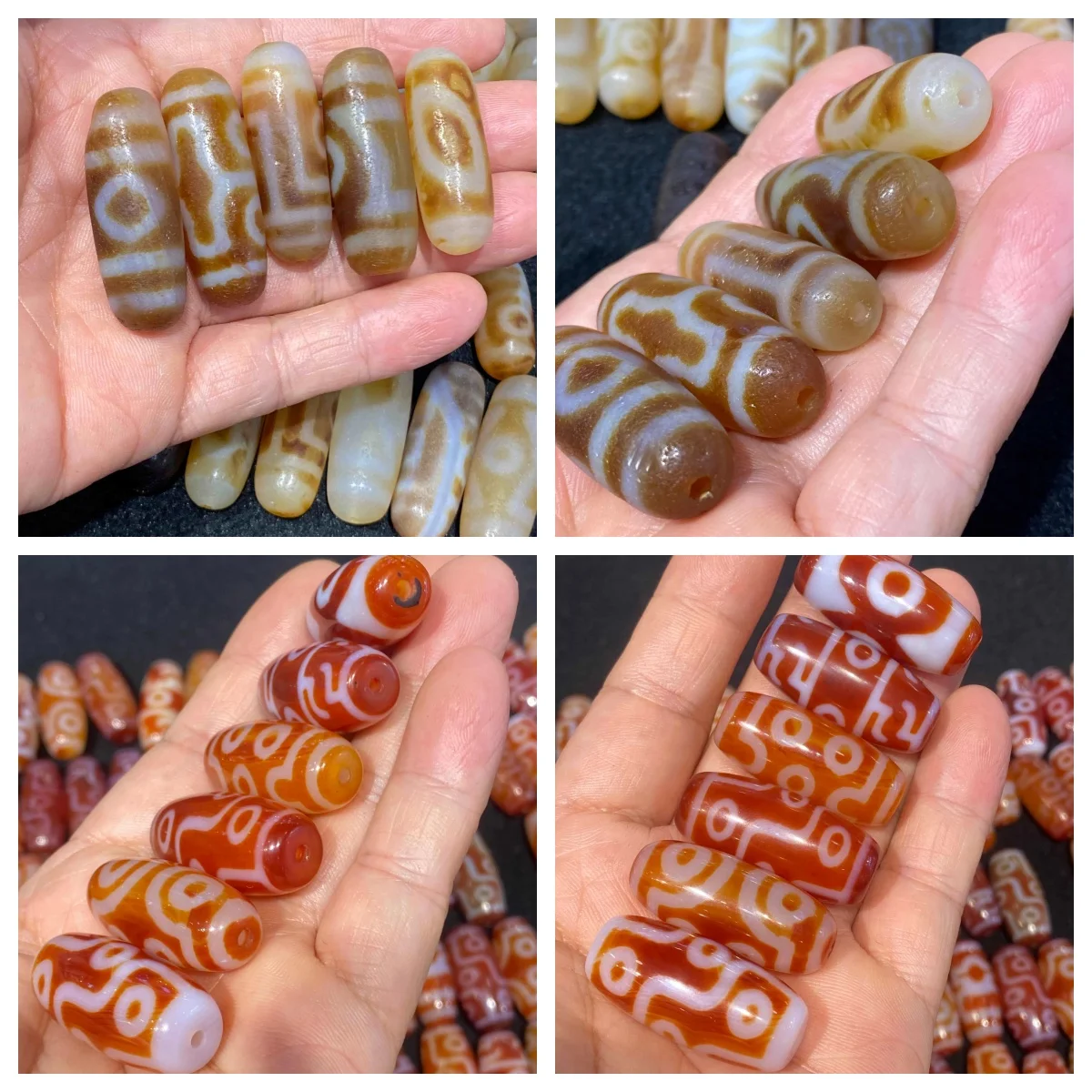 50pcs Live-stream hot recommendation wholesale source Dzi beads red agate Dzi Cuosi Dzi bead weathered patina complete pattern