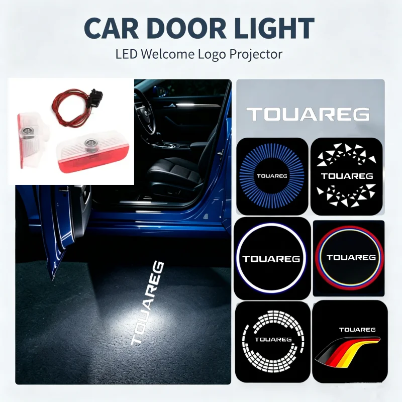 2Pcs LED Ghost Logo Laser Projector Car Door Welcome Shadow Light For Volkswagen Touareg 2011-2018 Decor Courtesy Accessories