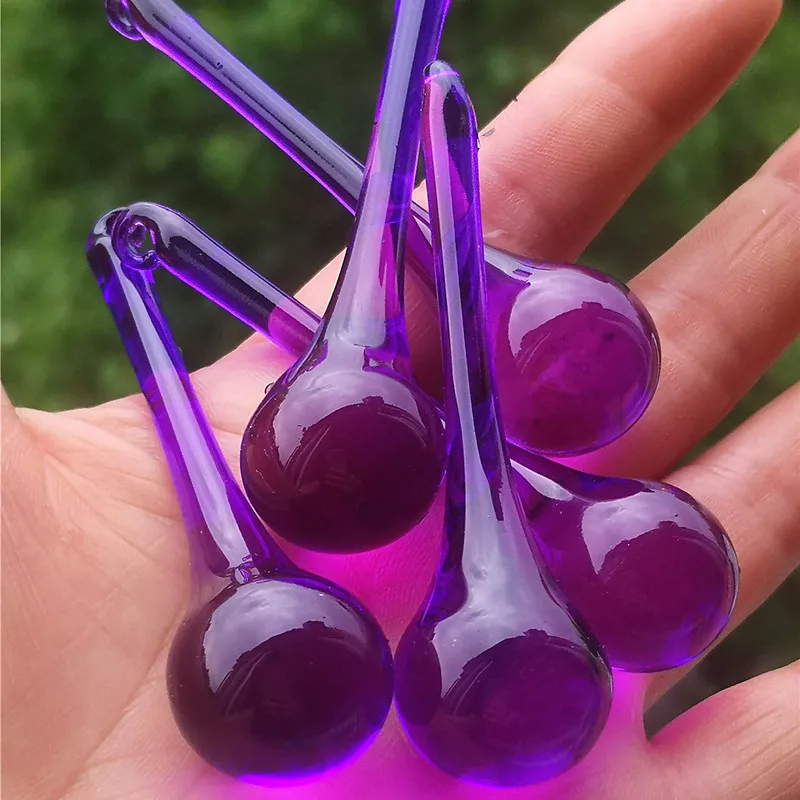 20pcs 20x80mm Glass Dark Purple Chandelier Pendants Raindrop Chandelier Prisms Hanging Ornaments Home Party Decoration+Free ring