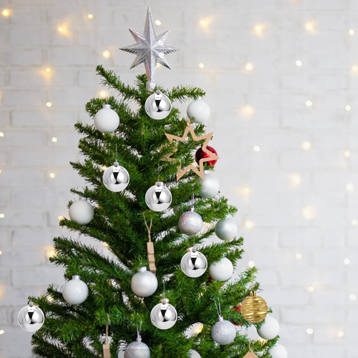 

12 Pcs Plating Ball Decoration Christmas Xmas Tree Decors Balls Silver Hanging Ceiling Plastic