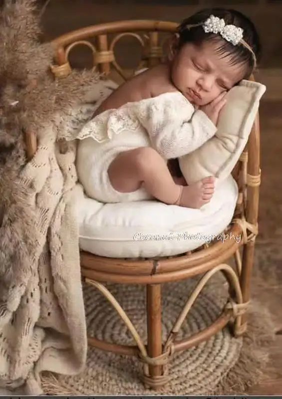 Fotografia recém-nascido adereços artesanal cadeira de bambu do vintage bebê cama menina menino fotografia adereços recém-nascidos foto posando