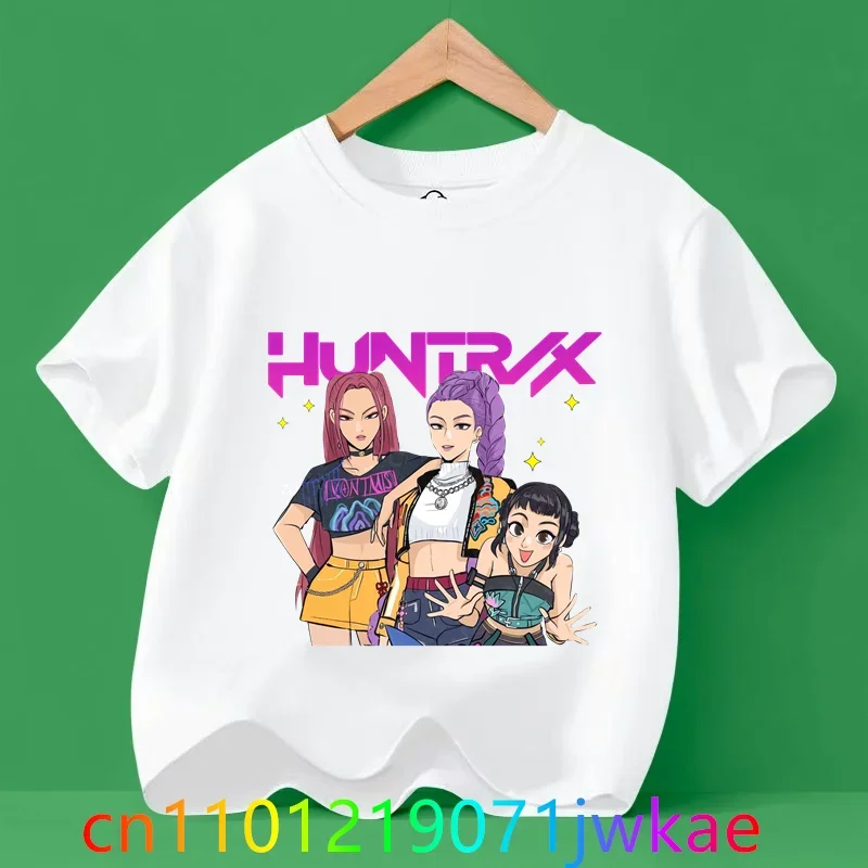 

2025 Vintage KPop Demon Hunters Print T-Shirt Korean Anime Short Sleeve Tee Summer Girl Boy Shirt Casual Tops Crewneck Clothing