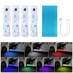 LED Car Welcome Door Lights Magnetic RGB Cars Atmosphere Warning Light Rechargeable Wireless Doors Step Courtesy Opening Lamps