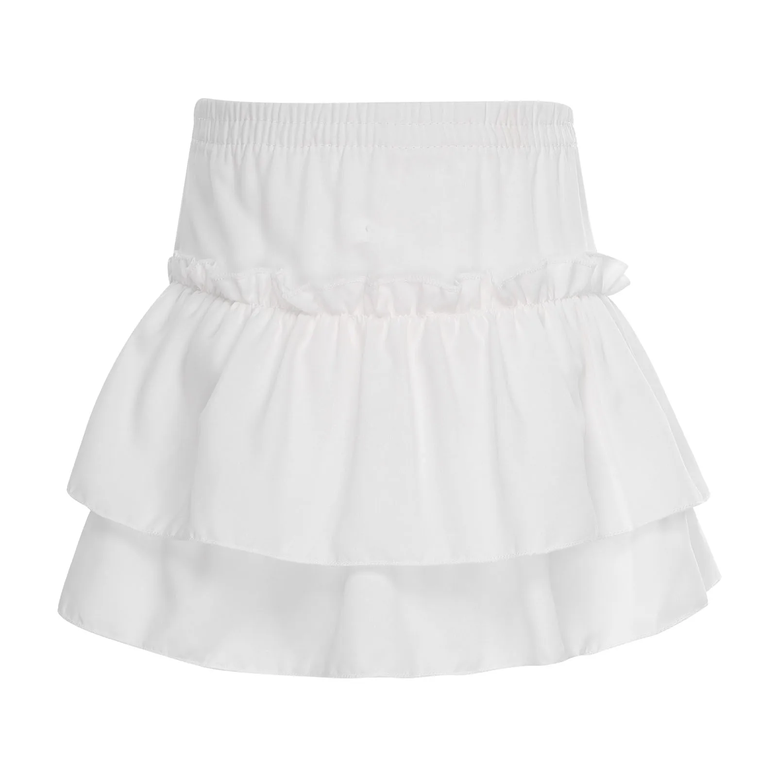 Kids Girls Sweet Puffy Skirt Solid Lining Corrugated Edge Party Gown Elastic Waistband Dress Casual Mini Cute High Waist Skirts