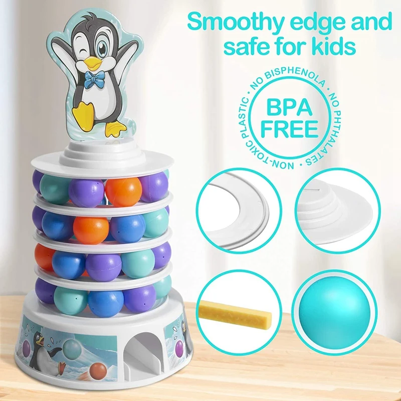 Creative Penguin ซ้อนของเล่นเกมกระดานสําหรับเด็ก Fine Motor Skill Building Blocks ของเล่นครอบครัวสําหรับบล็อก