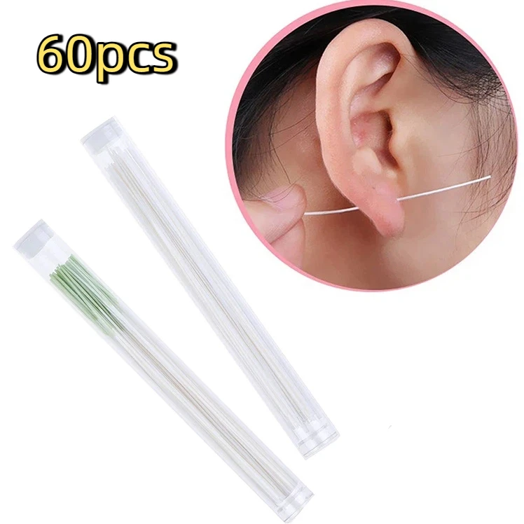 60pcs Earrings Hole Cleaner Disinfection Ear Wires Hole Cleaning Line Piercing