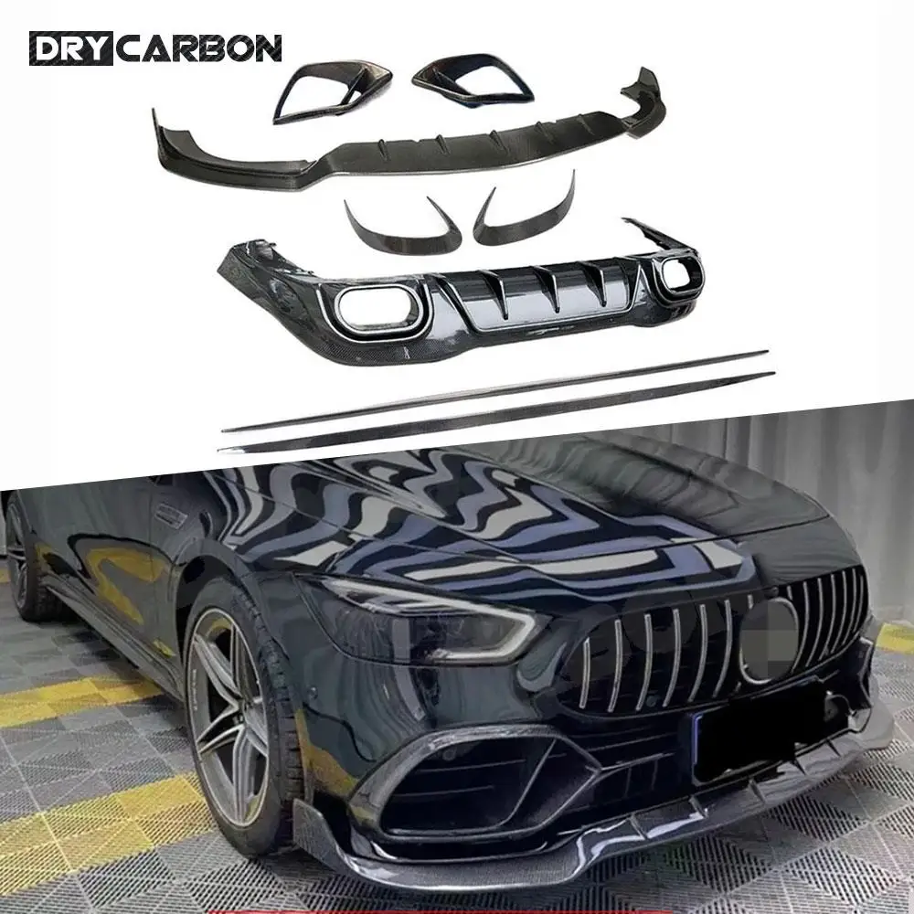 B Style Front Bumper Chin Lip Air Vent Outlet Trim Side Skrits Rear Diffuser Bodykits Accessories For Benz AMG GT63 S 2019-2023