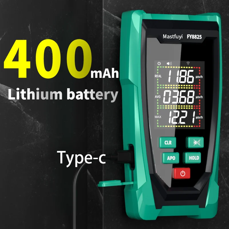 MASTFUYI-USB-C Carregamento Geiger Contador, Detector De Radiação Nuclear, Display LCD, X Beta-Ray, Radioatividade Tester