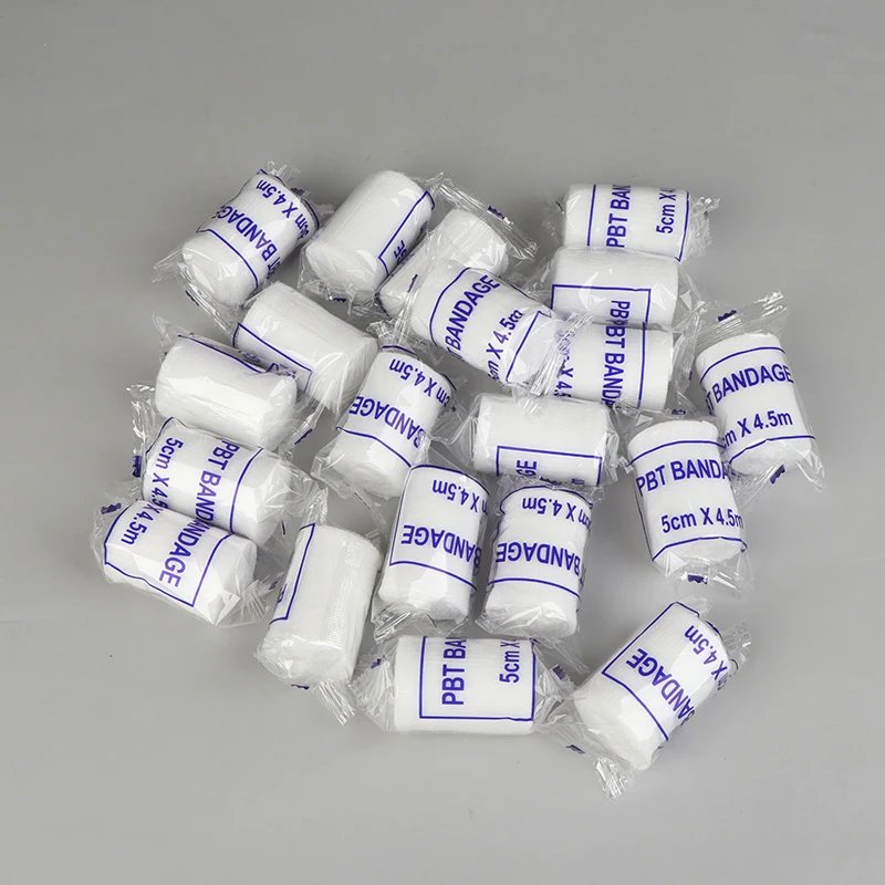 【WA】20 Rolls/lot 5cmx4.5m PBT Elastic Bandage First Aid Kit Gauze Roll Wound Dressing Nursing Emergency Care Bandage