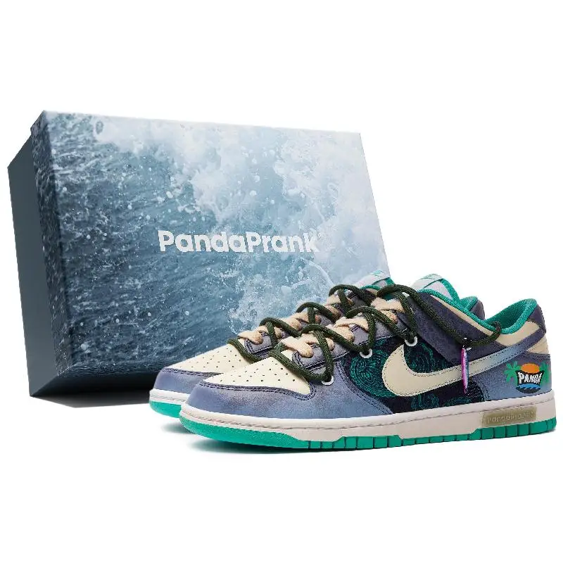 [Custom Men's island vacation S-BOX]Nike Dunk Low-Top Skateboard Shoes Men's Blue Green