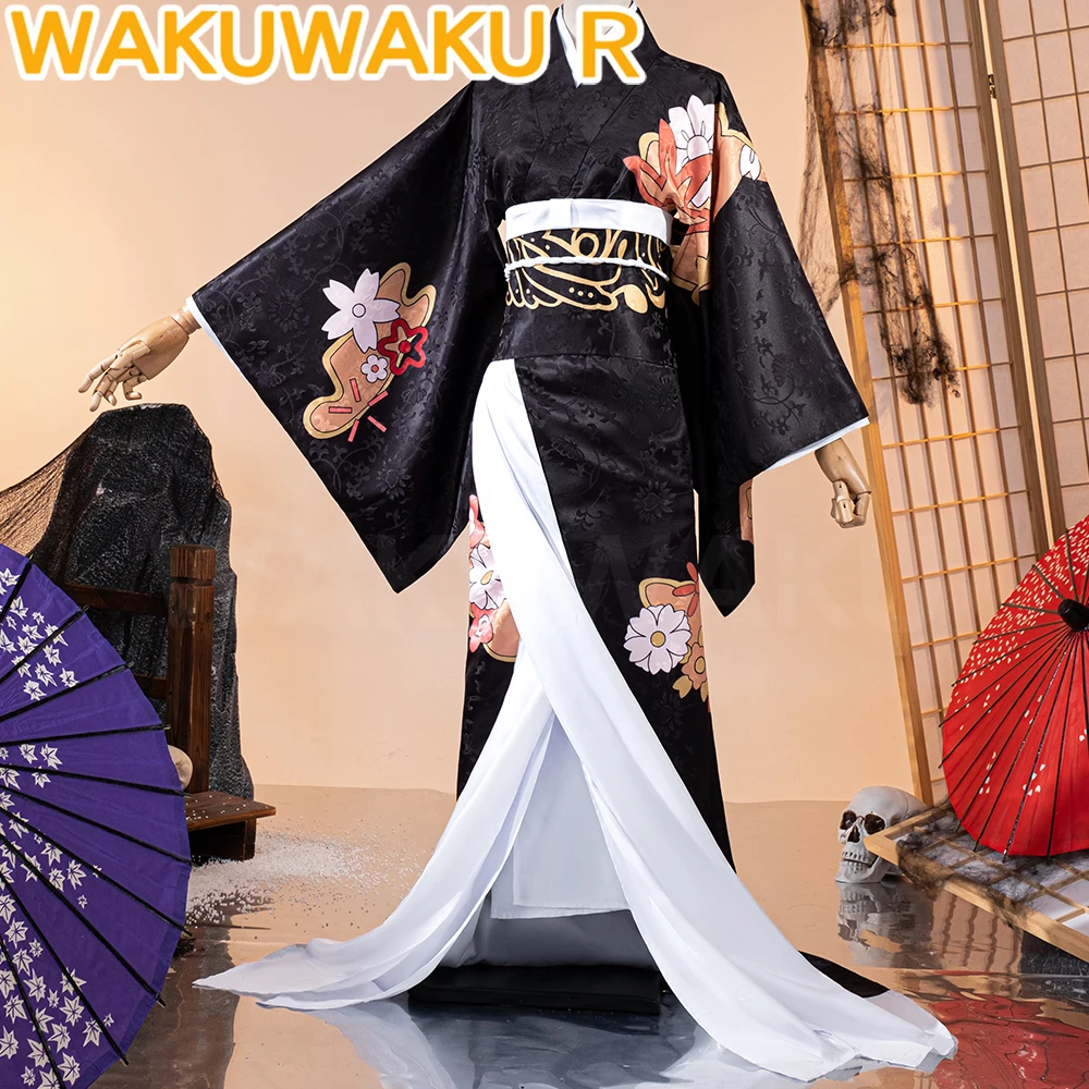 

Kibutsujii Muzann Cosplay Costume Anime WakuWaku-R Women Black Kimono Uniform Demon Kibutsujii Muzann Cosplay Halloween