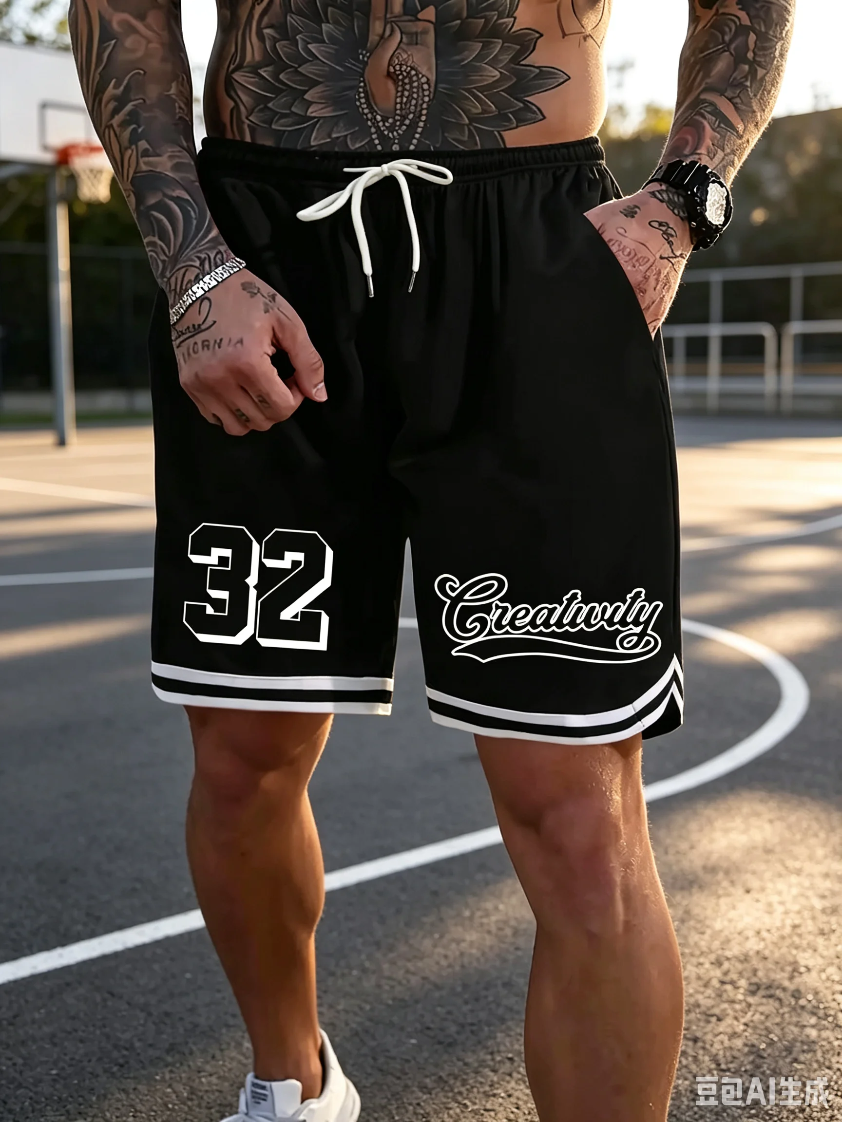 New 2026 Black White 32 Creativity Retro Basketball Shorts Men Quick Drying Shorts Are Suitable For Y2K