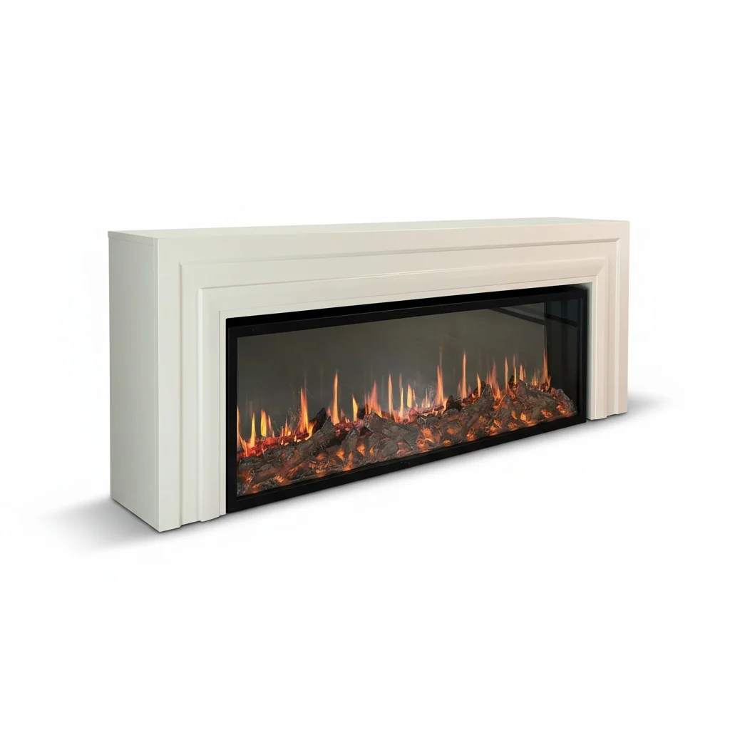 

Holographic Electric Fireplace, Metal Embedded Fireplace, French Style Shadow Flame Indoor Fireplace Insert for Living Room