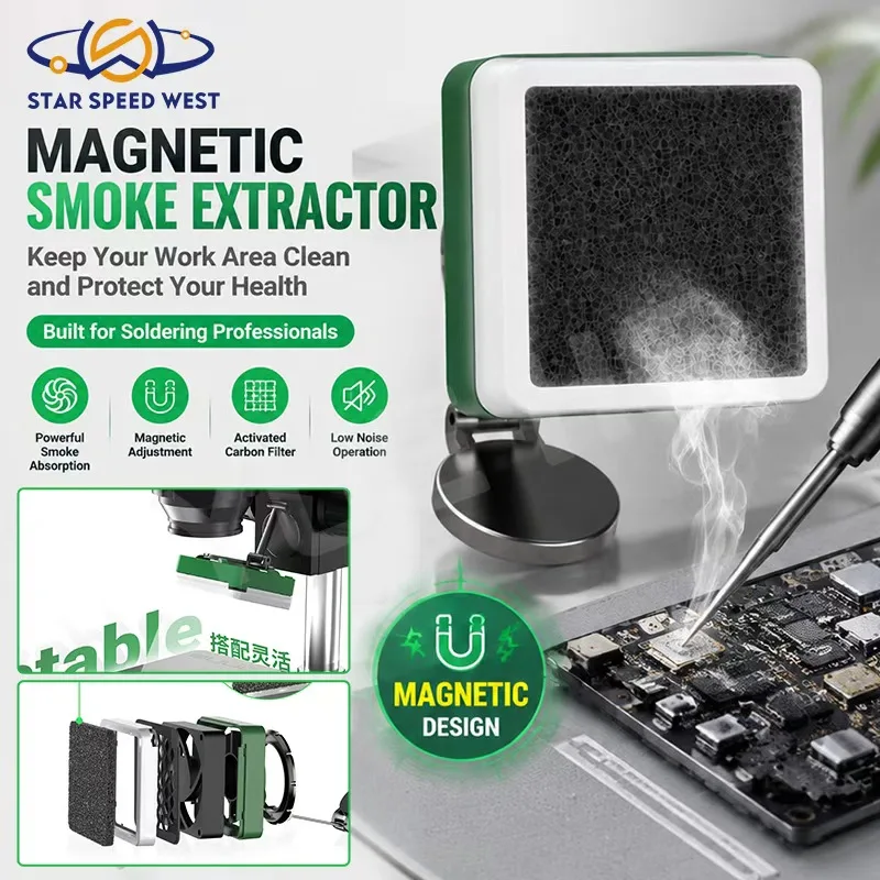 2UUL FE11 MagFan Magnetic Solder Smoke Extractor with LED Lighting 5V for Mobile Phone Motherboard Soldering Repair Fan Tools