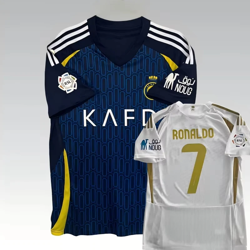 

25 nova riyadh terceira camisa cr7 futebol manga curta 3ds respirável criança feminino treinamento esportivo secagem rápida