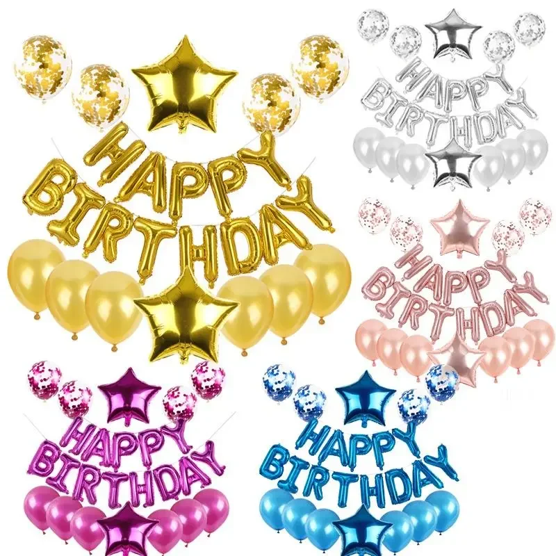 25pcs/set Happy Birthday Balloons Set Foil Letter Balloon Garland Bunting Banners Kids Birthday Party Babay Shower Decoration image 5