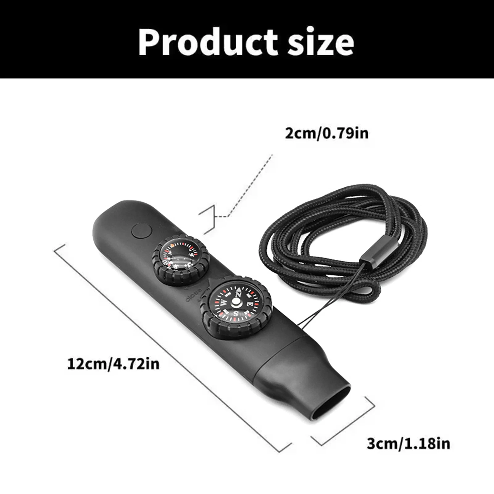 7-in-1 Survival Whistle with LED Light Compasses Thermometer for Outdoor Emergency Hiking Camping Fishing Multi Tool Safety Gear - view 6