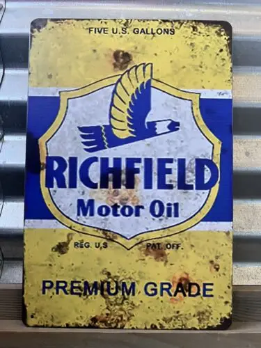 RICHFIELD MOTOR OIL PREMIUM GRADE 5 GALLONS TIN SIGN 8