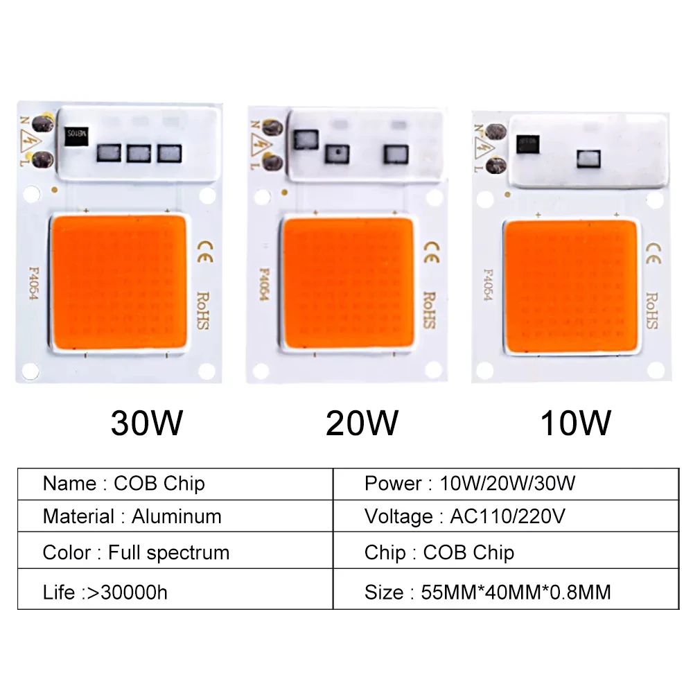 LED Chip Full Spectrum Led Grow Chip 10W 20W 30W A220V COB Chip DIY Smart IC No Need Driver For Vegetable and flower fill light