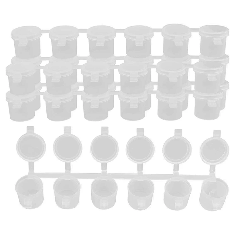 

5 Strips 30 Pots Empty Paint Strips Paint Cup Pots, 10Ml/ 0.35Oz Mini Paint Pot Strips Clear Plastic Storage Containers