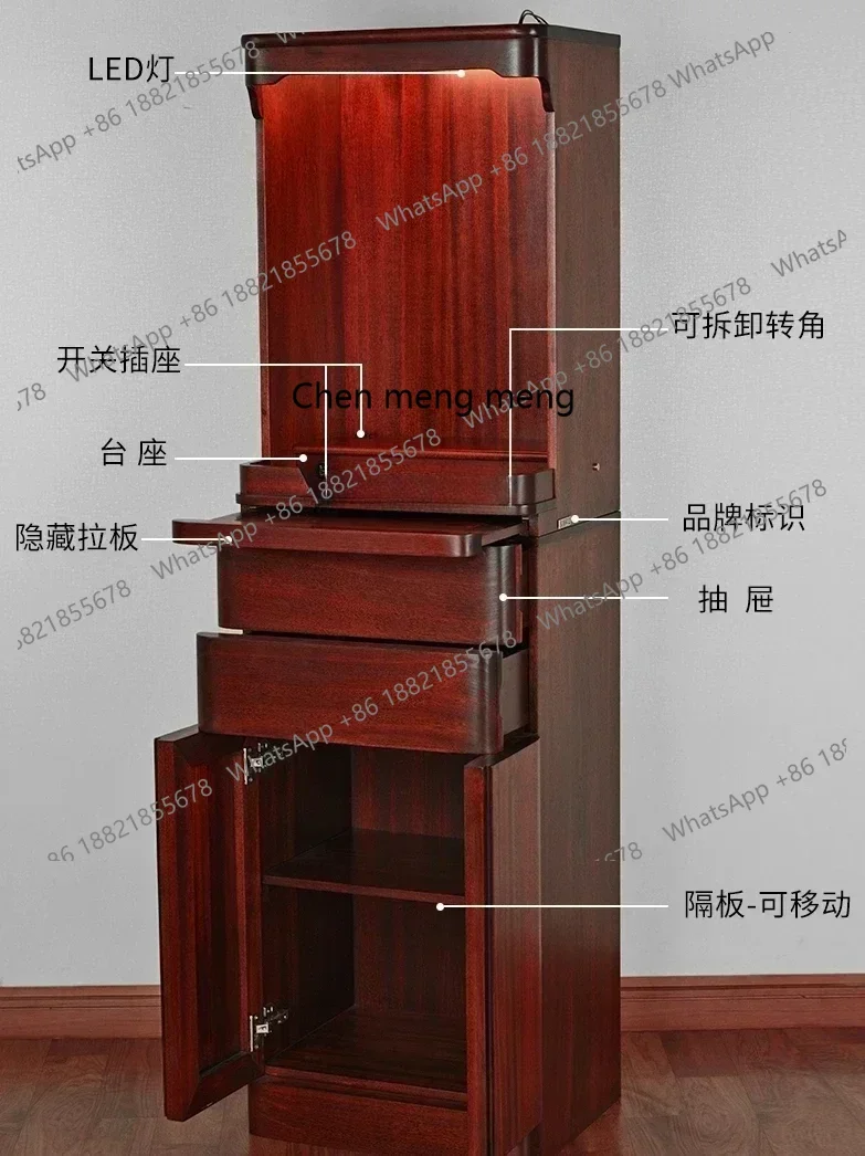 Buddha Shrine Clothes Closet Household Altar Teak Solid Wood Doorless Vertical Shrine Buddha Cabinet
